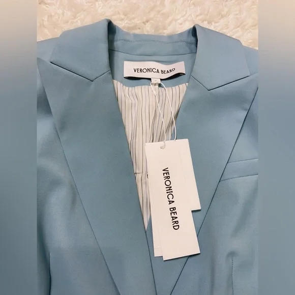 NWT $648 Veronica Beard Hosanna Virgin Wool Blend Dickey Jacket Sea Glass - Picture 6 of 10